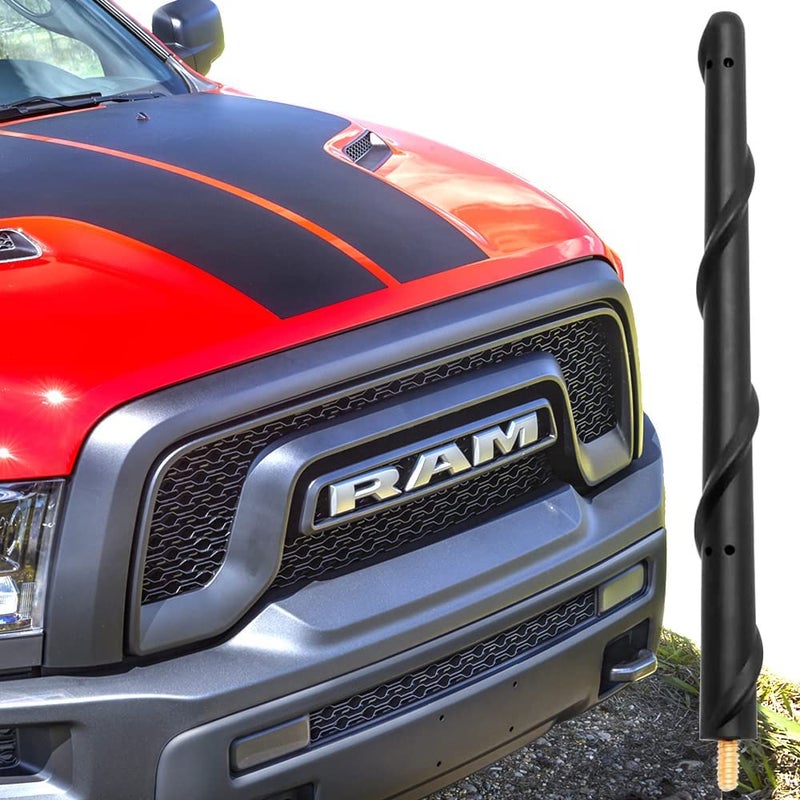 KSaAuto هوائي KSaAuto لدودج رام 1500 2500 3500 2009-2025، استبدال هوائي دودج رام 1500، هوائي مطاطي حلزوني بطول 7 بوصات لسيارات البيك أب والشاحنات، ترقية لملحقات دودج رام 1500 لتحسين استقبال راديو AM FM - Image 1